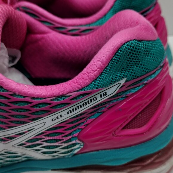 ASICS GEL NIMBUS 18 T650N Women's Size 9 Pink Green Running Athletic Shoes - Picture 5 of 7